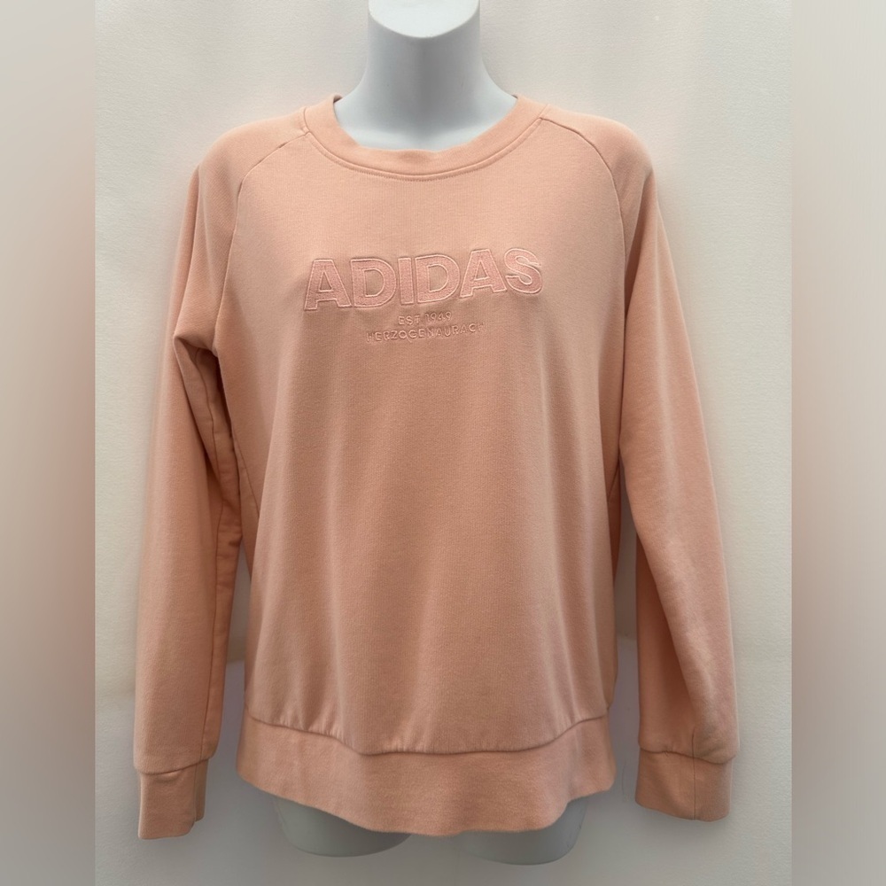 Adidas Pink Crew Neck Sweater Casual Athletic Wear #A2